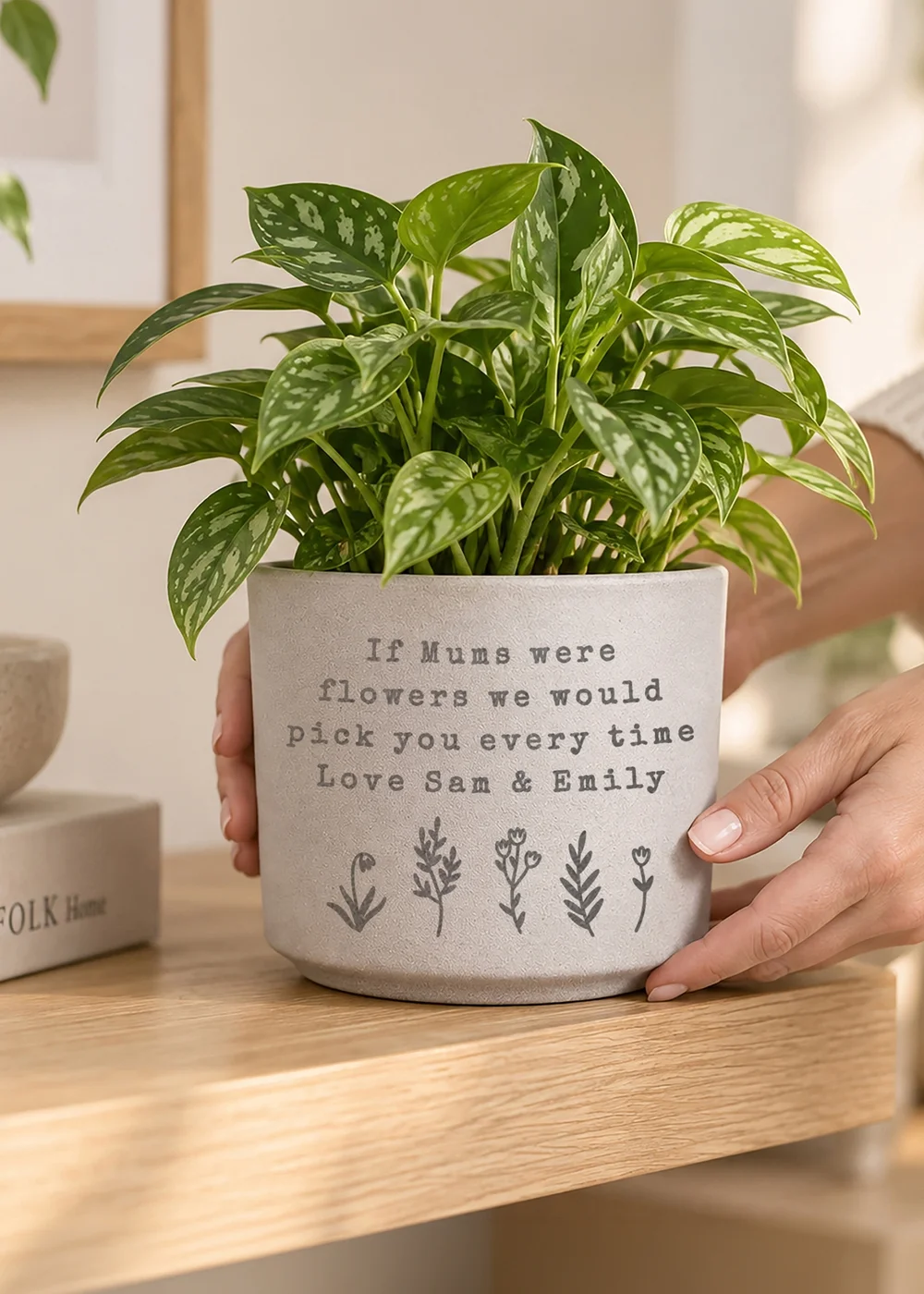 Personalised Memento Company Floral Flecked Plant Pot - One Size Image 5