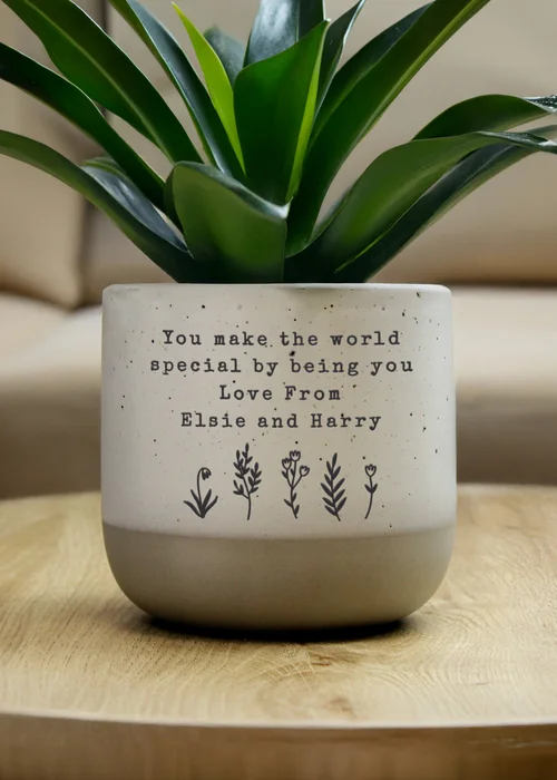 Personalised Memento Company Floral Flecked Plant Pot - One Size Image 1
