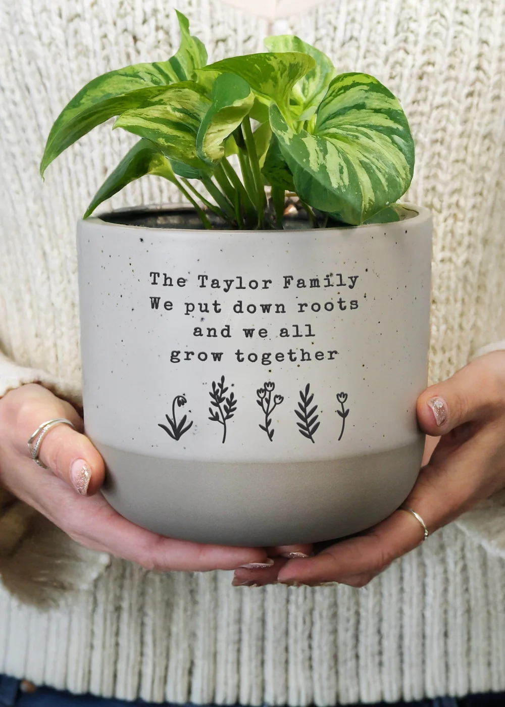 Personalised Memento Company Floral Flecked Plant Pot - One Size Image 3