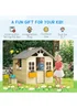 Outsunny Brown Wooden Kids Playhouse With Door, Windows, Bench, For Ages 3-7 Years - One Size Image 4