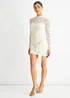 Gini London White Stretch Lace Tie Front Side Bodycon Mini Dress - 12 Image 4