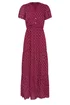 Long Tall Sally Wine Red Dobby Spot Tiered Maxi Dress - 22 Image 5