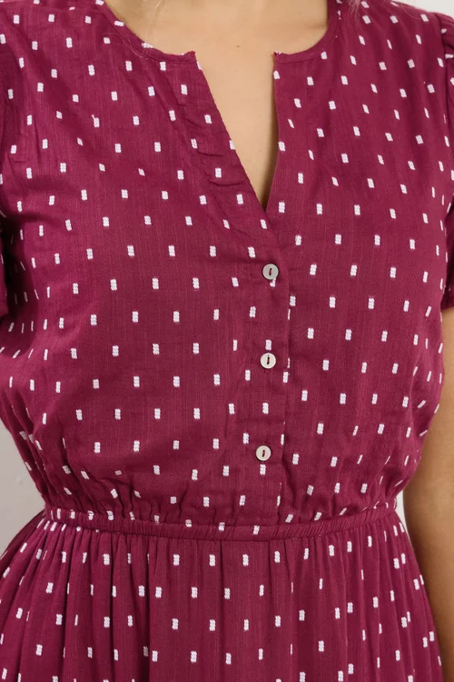 Long Tall Sally Wine Red Dobby Spot Tiered Maxi Dress - 22 Image 4