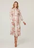 Izabel London Beige Floral Long Sleeve Tie Waist Midi Dress - 14 Image 1