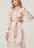 Izabel London Beige Floral Long Sleeve Tie Waist Midi Dress - 14 Image 4