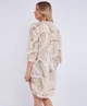 Gini London Beige Linen Abstract Print Mini Shirt Dress - S/M Image 2