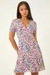 Roman Blue Petite Floral Frill Wrap Dress - 16 Image 1