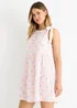 Gini London Pink Floral Stripe Cotton Tie Summer Mini Dress - M/L Image 4