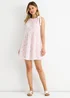 Gini London Pink Floral Stripe Cotton Tie Summer Mini Dress - M/L Image 1