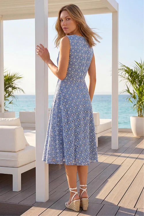Roman Denim Embroidered Midi Dress - 20 Image 3