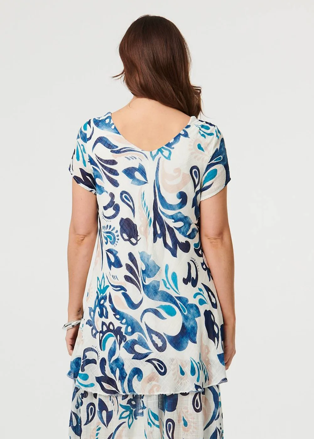 Izabel London Blue Printed Cap Sleeve Knee Length Dress - 10 Image 2