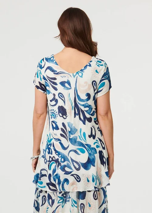 Izabel London Blue Printed Cap Sleeve Knee Length Dress - 10 Image 2