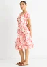 Gini London Red Floral Print Cotton V Neck Dress - M/L Image 4