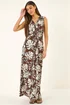 Roman Chocolate Leaf Twist Front Maxi Dress - 12 Image 1