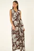 Roman Chocolate Leaf Twist Front Maxi Dress - 12 Image 2