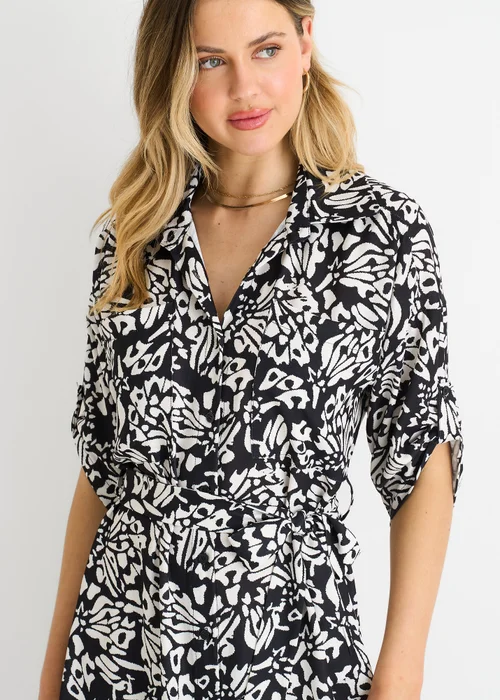 Gini London Black Button Through Belted Shirt Midi Dress - L/XL Image 3