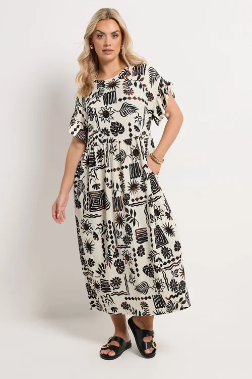 Yours Curve Ivory White Abstract Midi Dress - 18 Image 3