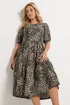 Yours Curve Natural Brown Leopard Tiered Midi Dress - 18 Image 1