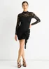 Gini London Black Stretch Lace Tie Front Side Bodycon Mini Dress - 8 Image 1