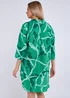 Gini London Green Linen Abstract Print Mini Shirt Dress - M/L Image 2
