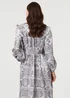 Izabel London Grey Printed Long Sleeve Shirred Midi Dress - 16 Image 2