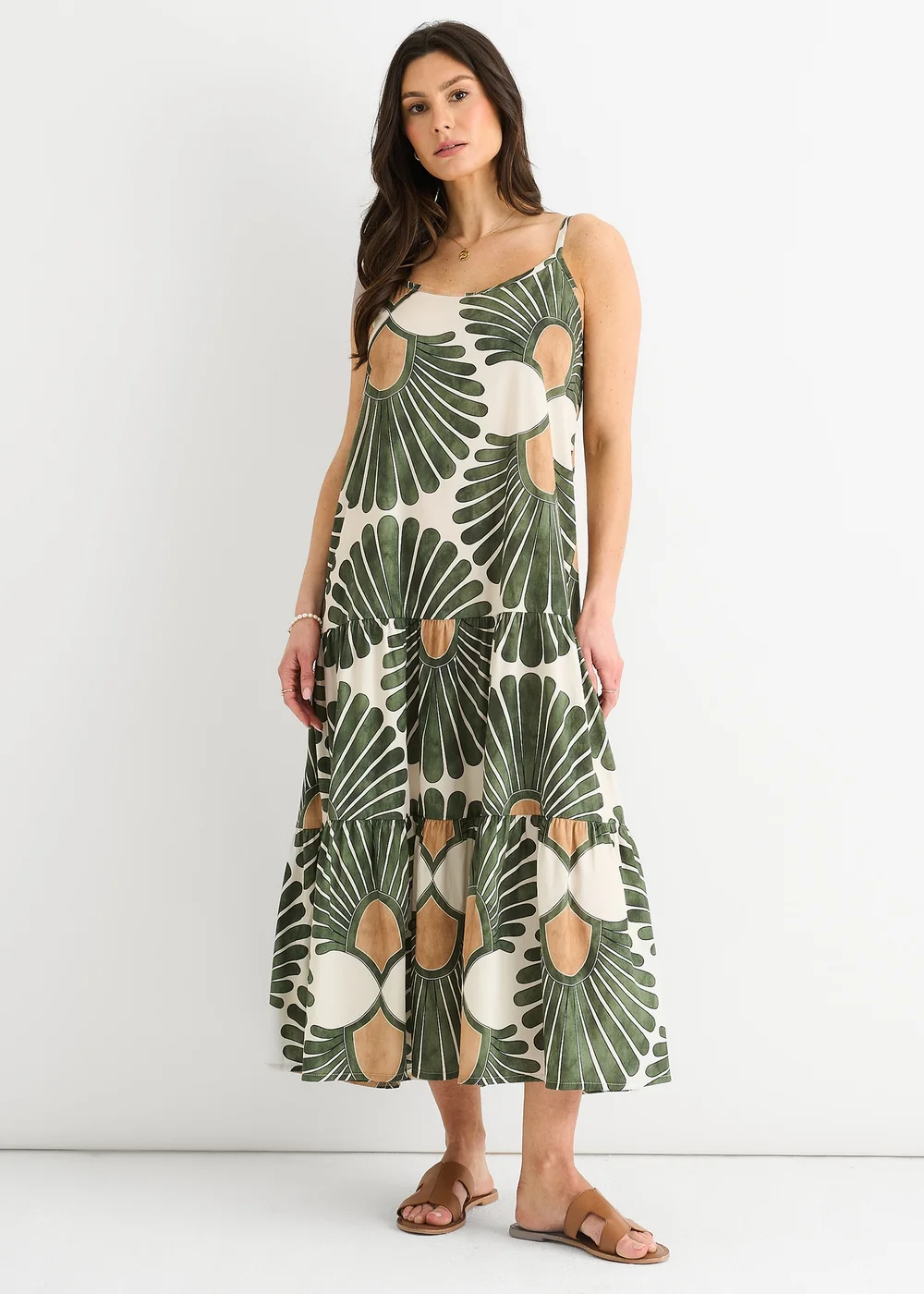 Gini London Green Strappy Summer Tent Midi Dress - M/L | Matalan Gini London Green Strappy Summer Tent Midi Dress - M/L | Matalan