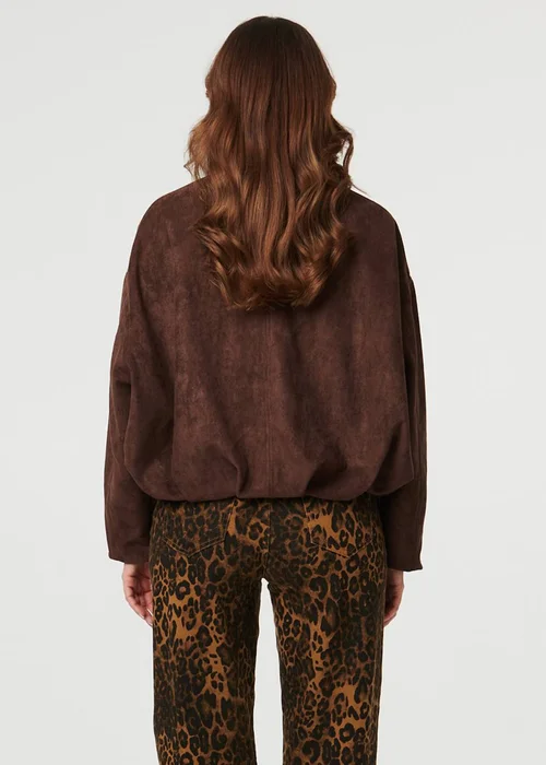 Izabel London Brown Faux Suede Long Sleeve Cropped Jacket - 8 Image 2
