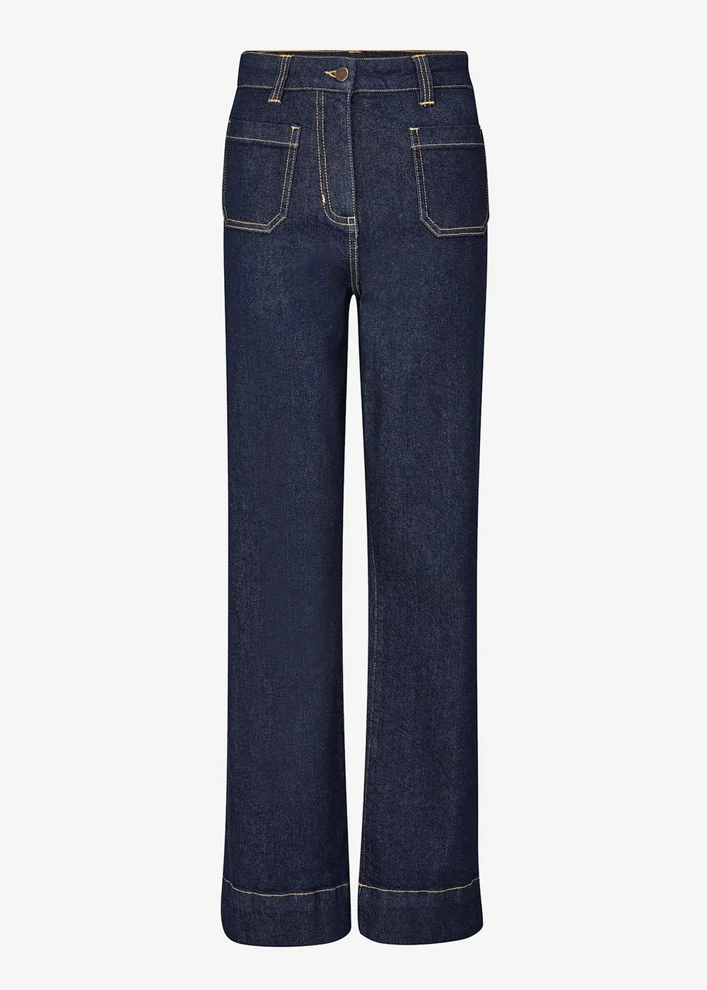 Cotton Traders Indigo Patch Pocket Flared Jeans - 8/L27 Image 4