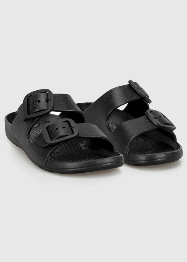 Totes Solbounce Black Double Buckle Adjustable Sliders