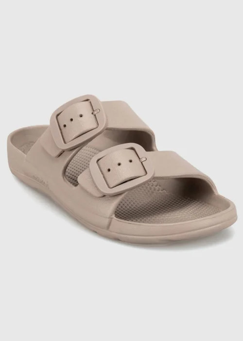 Totes Solbounce Taupe Double Buckle Adjustable Sliders - 6 Image 3