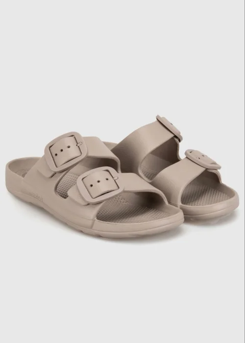 Totes Solbounce Taupe Double Buckle Adjustable Sliders - 6 Image 2