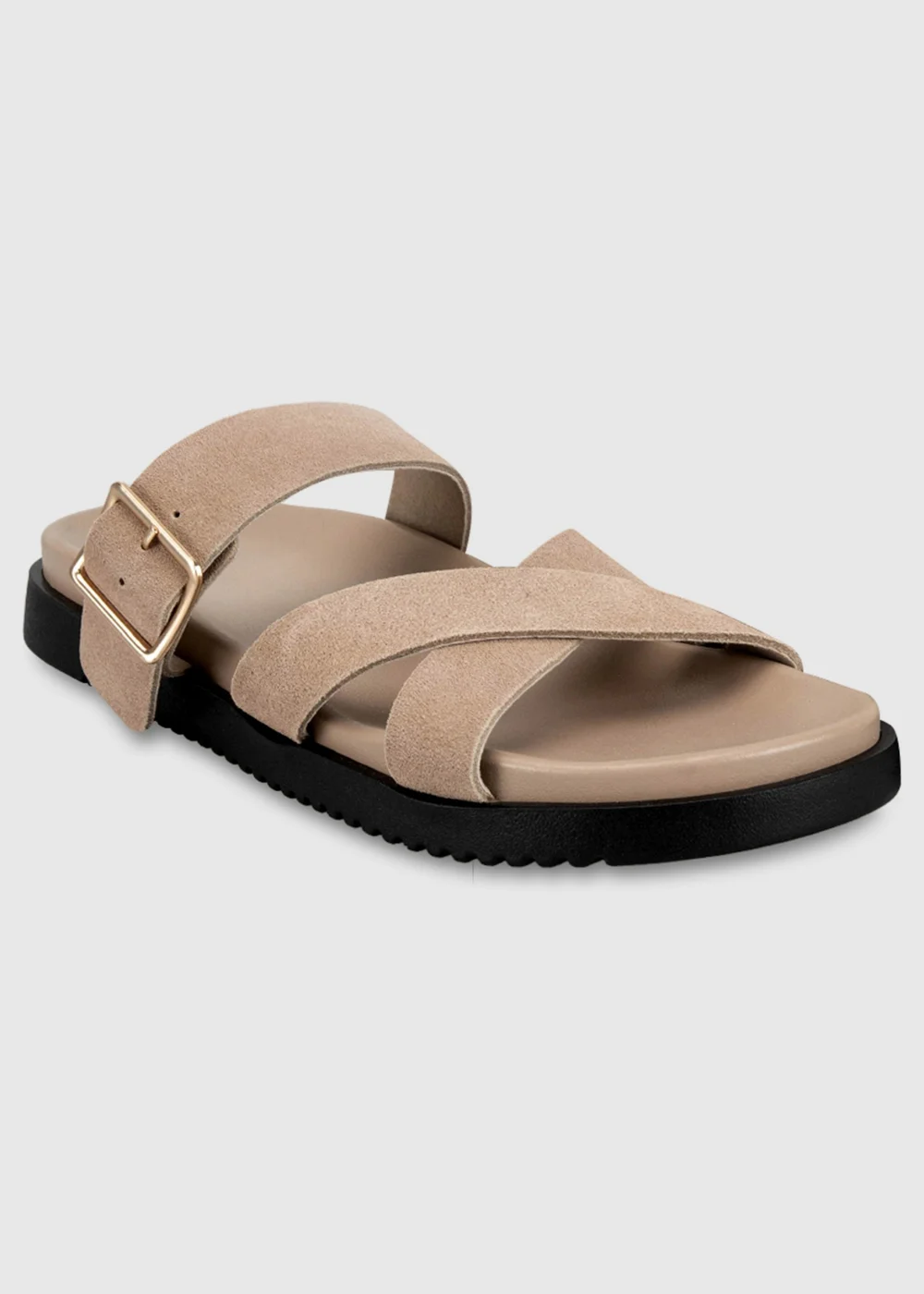 Totes Sand Suede Cross Strap Sandals - 4 Image 3
