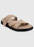 Totes Sand Suede Cross Strap Sandals - 4 Image 3