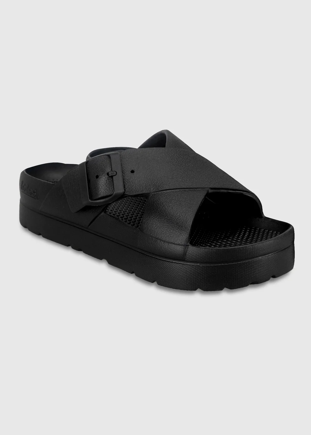 Totes Solbounce Black Cross Front Buckle Sliders - 5 Image 3