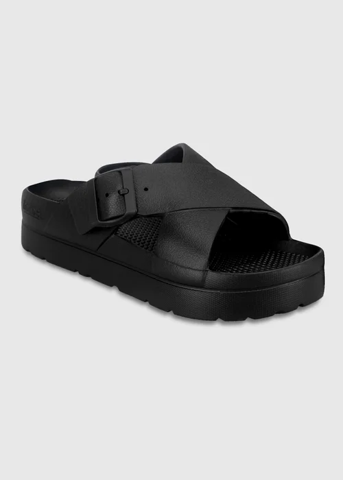 Totes Solbounce Black Cross Front Buckle Sliders - 5 Image 3