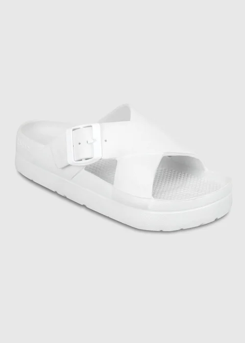 Totes Solbounce White Cross Front Buckle Sliders - 8 Image 3