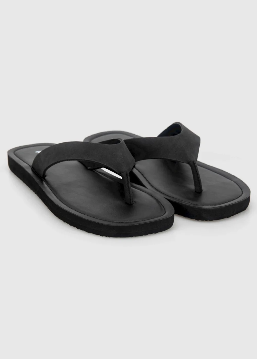 Totes Black Square Toe Faux Suede Flip Flop Sandals - 4 Image 2