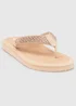 Totes Nude Beaded Wedge Flip Flop Sandals - 4 Image 3