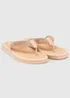 Totes Nude Beaded Wedge Flip Flop Sandals - 4 Image 2