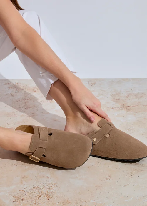 Totes Light Brown Suede Clogs - 4 Image 1