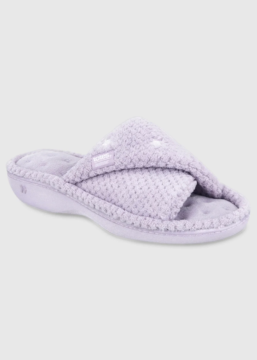Totes Isotoner Lilac Star Popcorn Turnover Open Toe Slippers - Size 6 Image 3