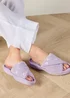 Totes Isotoner Lilac Star Popcorn Turnover Open Toe Slippers - Size 6 Image 1