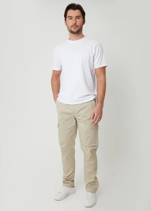 Threadbare Stone Cotton Cargo Trousers With Stretch - 36/L32 Image 3