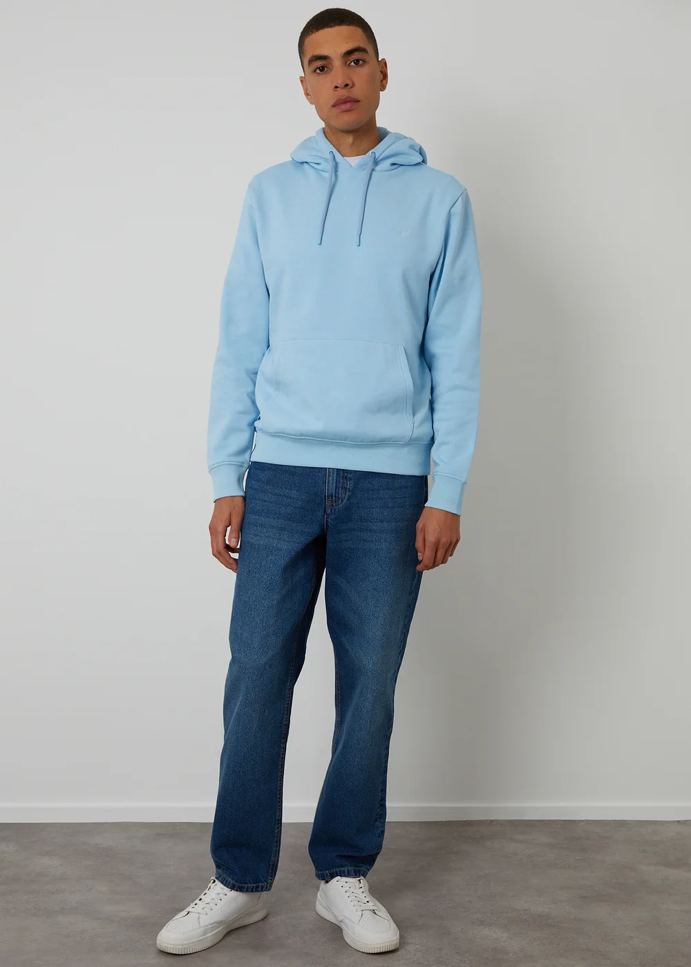 Threadbare Light Blue Cotton Blend Pullover Hoody - M Image 3