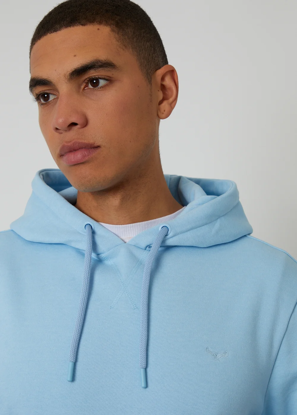 Threadbare Light Blue Cotton Blend Pullover Hoody - M Image 4