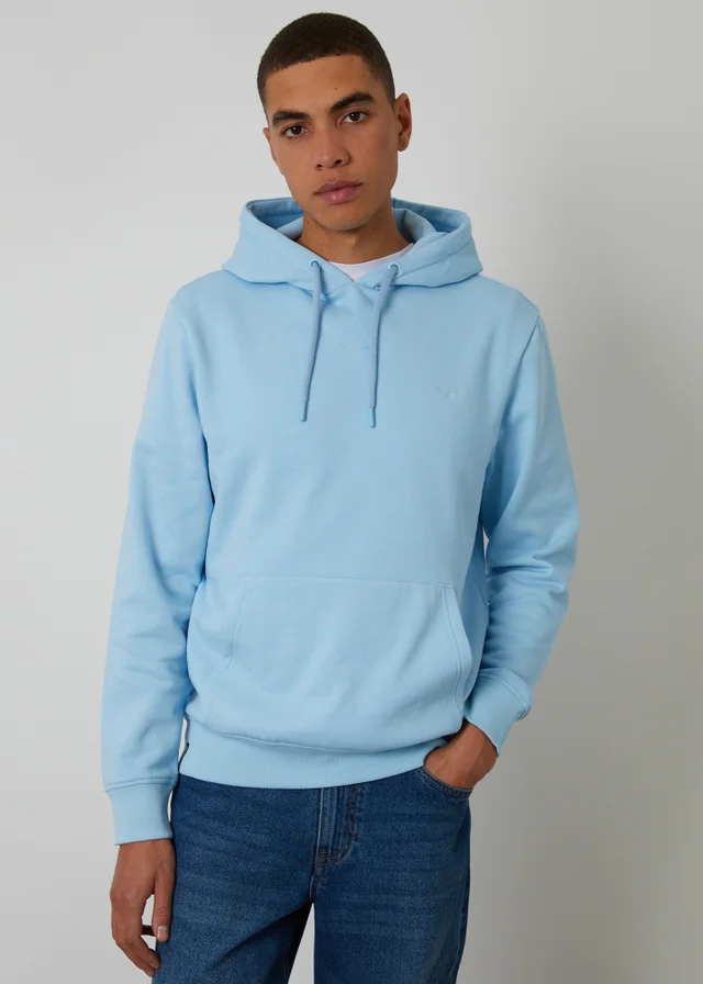 Threadbare Light Blue Cotton Blend Pullover Hoody