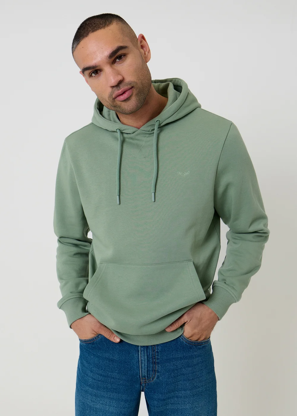 Threadbare Green Cotton Blend Pullover Hoody - M Image 1