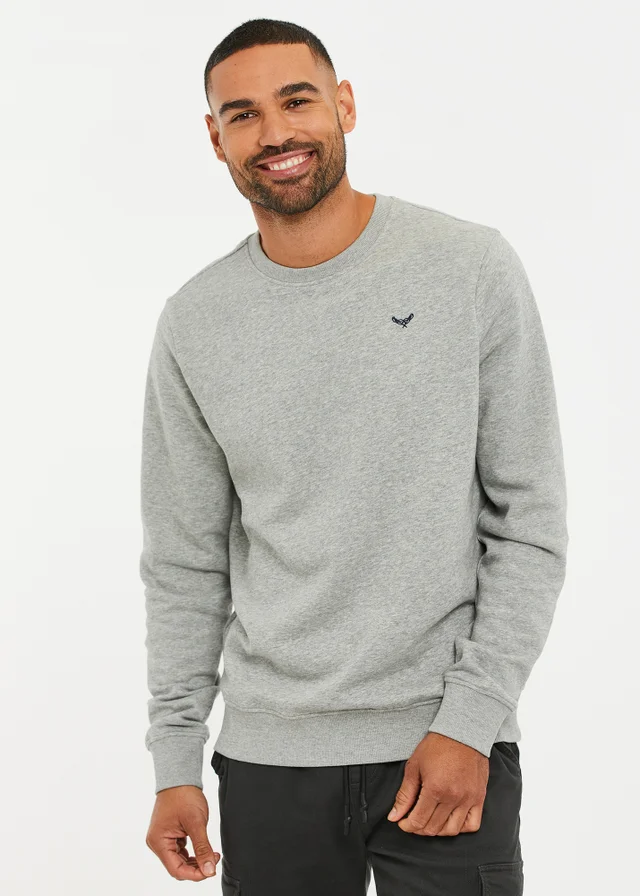 Threadbare Light Grey Cotton Blend Crew Neck Sweatshirt