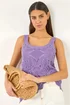 Roman Purple Cotton Crochet Knit Vest Top - 20 Image 2