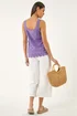 Roman Purple Cotton Crochet Knit Vest Top - 20 Image 4